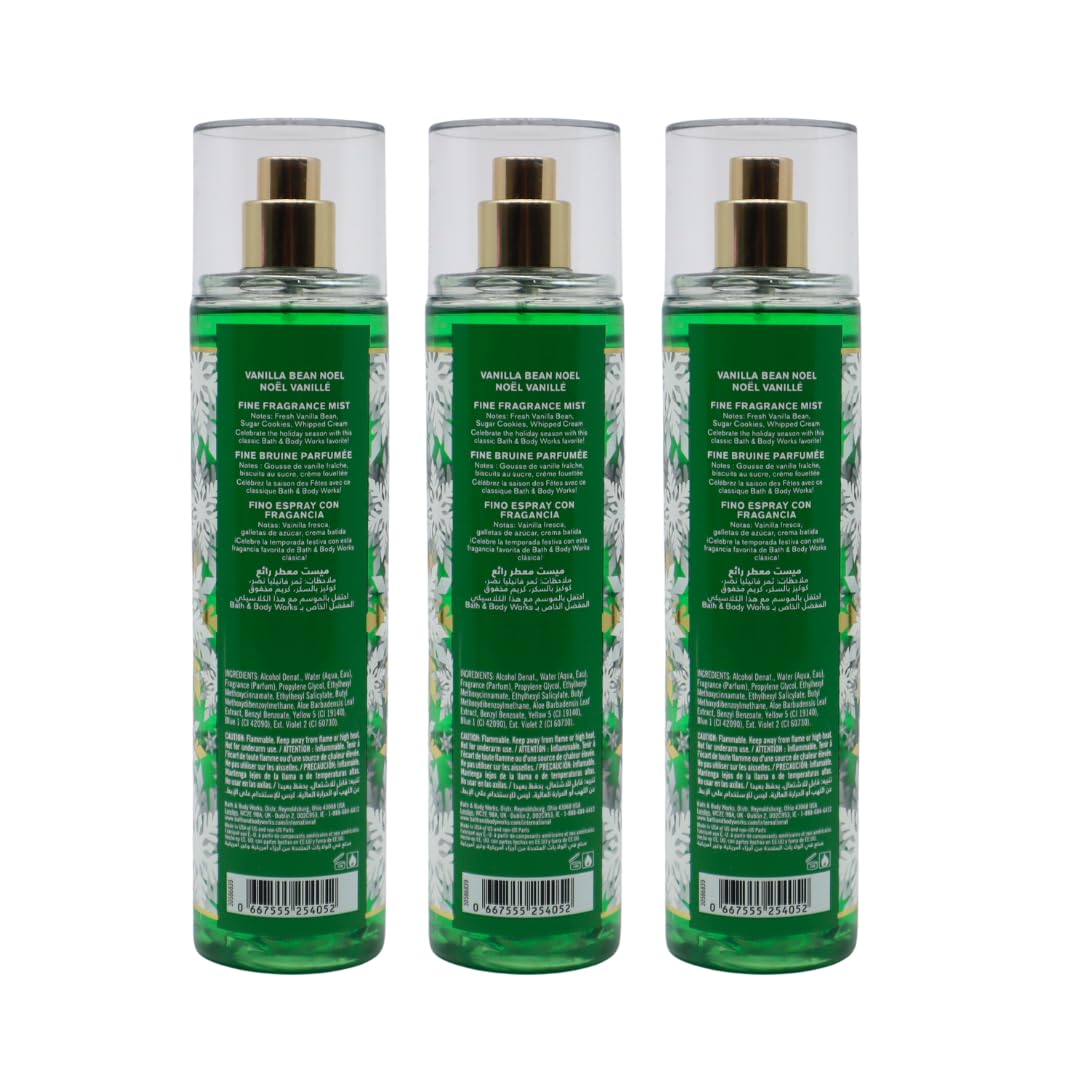 Bath & Body Works Vanilla Bean Noel Fine Fragrance Mist Gift Pack for Holiday - Lot of 3