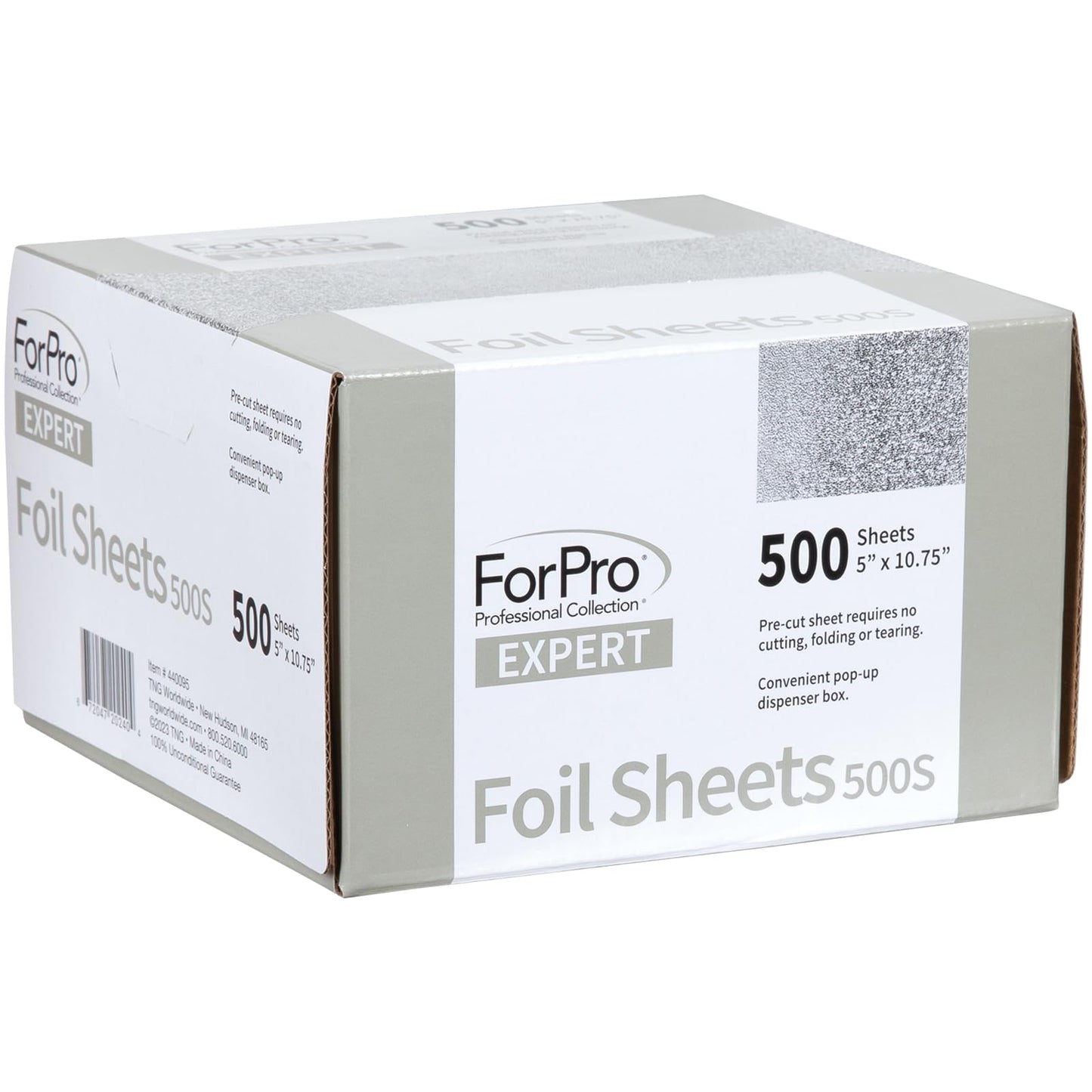 ForPro Professional Collection Expert Embossed Foil Sheets 500S, Aluminum Foil, Pop-Up Foil Dispenser, Hair Foils for Color Application