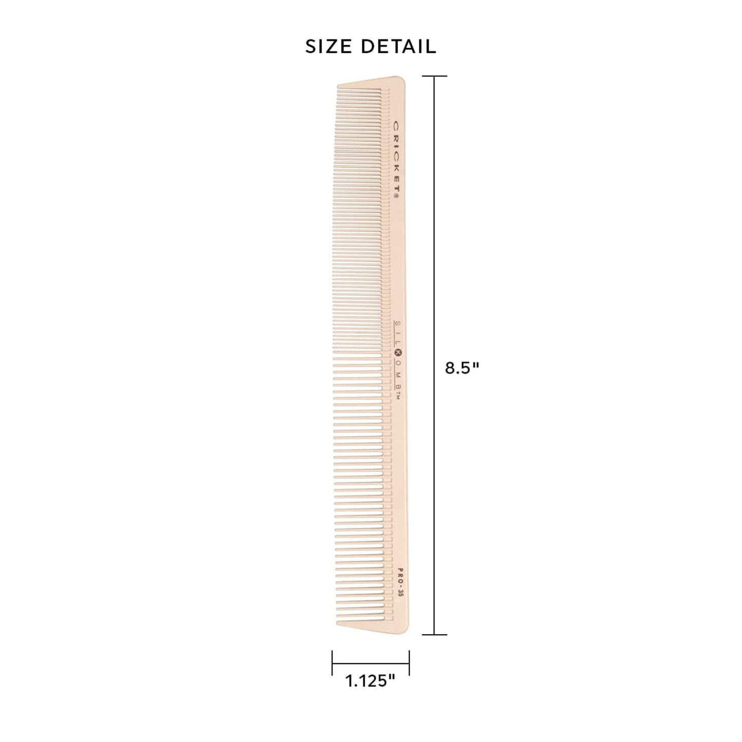 Cricket Silkomb Pro-35 Extra Long Hair Cutting Comb - Silicone-Injected, Seamless Teeth with Dual Tooth Pattern for Precision Cutting, Styling, Ideal