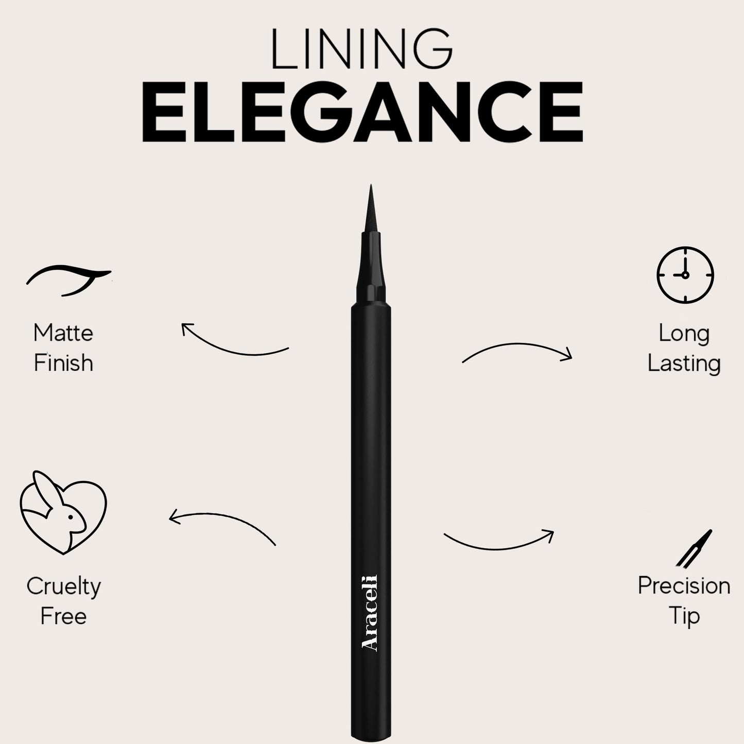 Aracelli Beauty Water Resistant Long-Lasting Eyeliner Pen - Precision Liquid Eye Liner with Smudge-Proof Formula - Easy Glide & Quick Dry - Perfect…