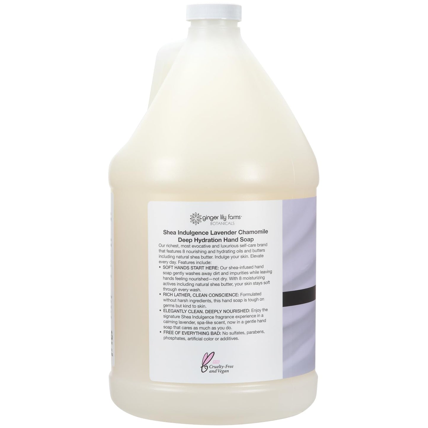 Ginger Lily Farms Botanicals Shea Indulgence Deep Hydration Liquid Hand Soap Refill, 100% Vegan & Cruelty-Free, Lavender Chamomile Scent, 1 Gallon