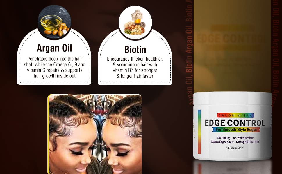 GrowFinity Hair Growth Gel with Biotin and Argan Oil for Rapid Growth | Strong 48-Hour Hold Styling Gel for Edges | Extra Large 5.3 Oz