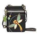 CHALA Crossbody RFID Cell Phone Purse - Women Nylon/Faux Leather Multicolor Handbag with Adjustable Strap Venture - Dragonfly - black