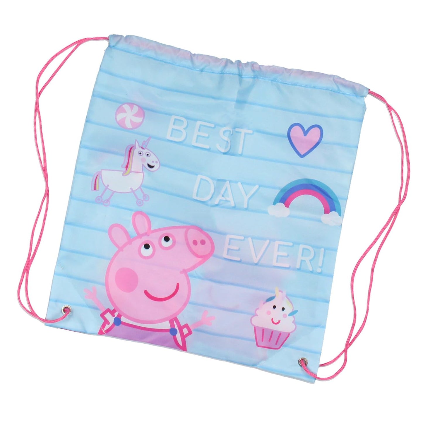 AI ACCESSORY INNOVATIONS Peppa Pig Backpack Kids School Travel Backpack Set With Lunch Box, Drawstring Bag, Pencil Case, and Rubber Molded Keychain