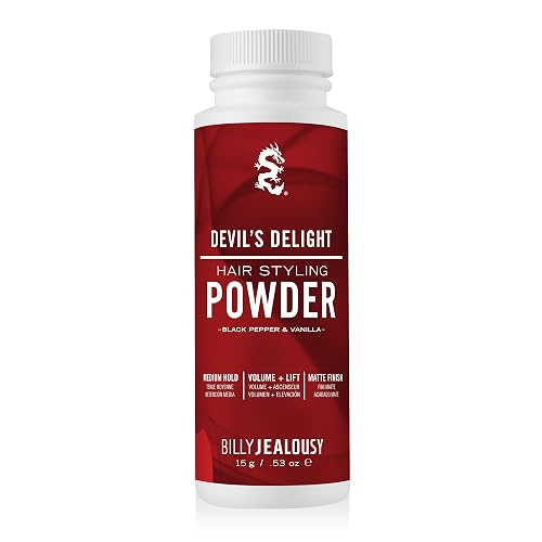 Billy Jealousy Devil's Delight Hair Styling Powder - Volume & Texture Powder for Men, Medium Hold, Matte Finish, Vegan, Black Pepper & Vanilla Scent