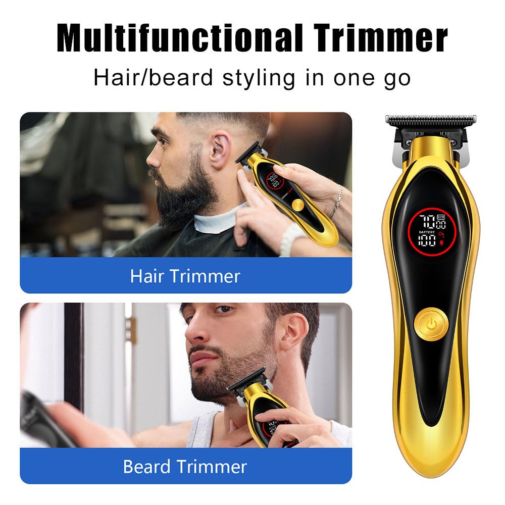 QDKVTNDJZ Professional Hair Clippers Beard Trimmer for Men - Powerful Motor Stainless Steel Blades, Cordless Multifunctional Hair Trimmer Set for Fade Beauty and Personal Care QDKVTNDJZ