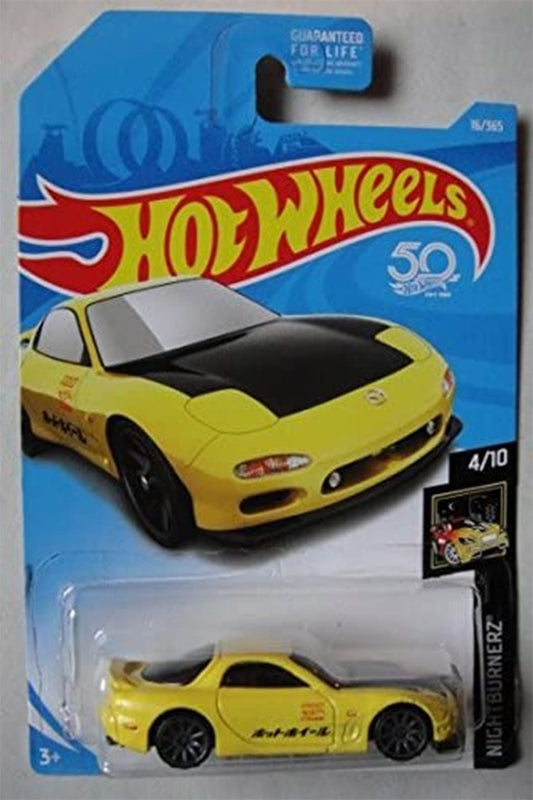 Hot Wheels 2018 50th Anniversary Nightburnerz Mazda RX-7 16/365, Yellow