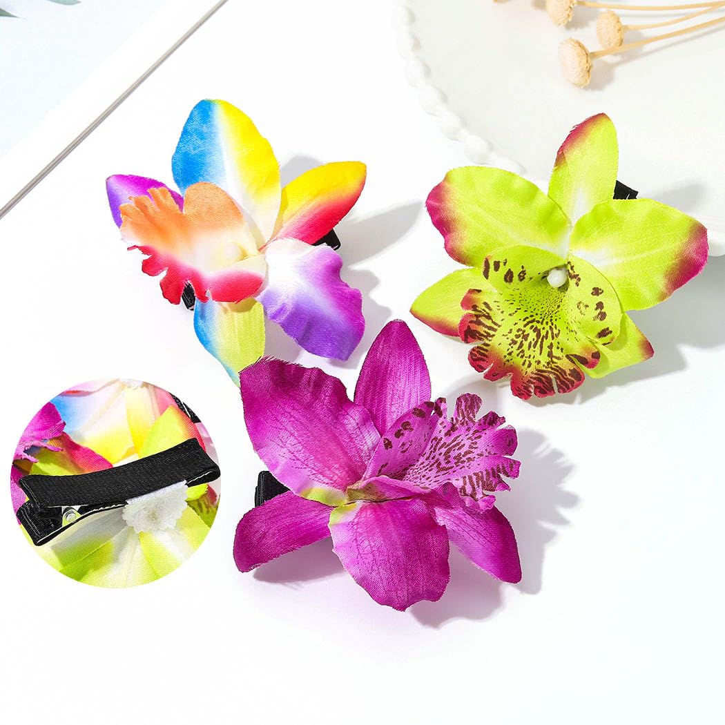 BARTOSI Flower Hair Clips Hawaiian Floral Hair Clip Tropical Beach Hair Accessories for Women and Girls (Pack of 9)