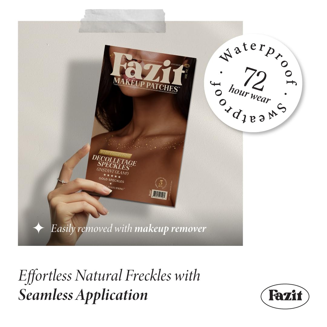 Fazit Makeup Patches - Gold Decollatage Speckles - Glow Up Make-Up Patches - Cute Glitter Makeup Accessories for Women - Cosmetic Glitter