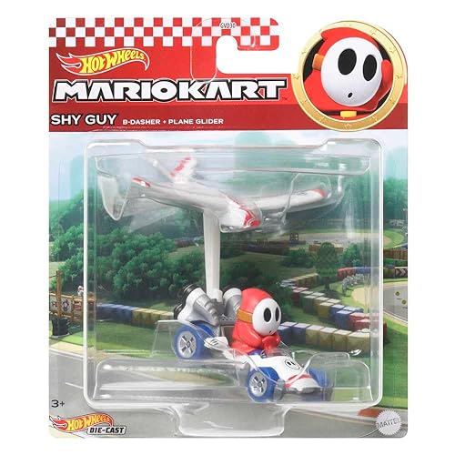 Hot Wheels Mario Kart Shy GuyB Dasher with Plane Glider
