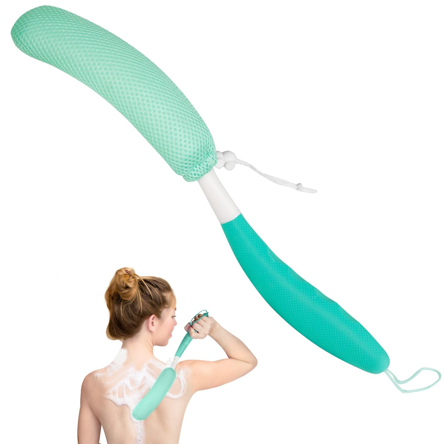 Leetye Mei Long Handle Bath Brush Back Scrubber for Use in Shower,Dual-Sided Non Slip Shower Scrubber for Cleaning Body?Exfoliator Wet or Dry Brushing