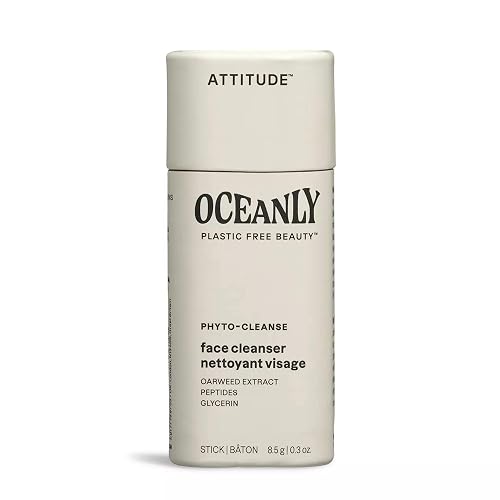 ATTITUDE Oceanly Face Cleanser Stick, EWG Verified, Plastic-free, Plant and Mineral-Based Ingredients, Vegan and Cruelty-free Beauty Products, PHYTO