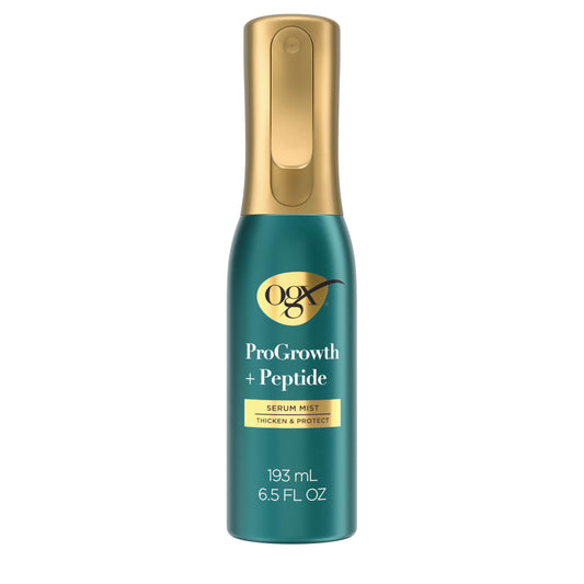 OGX ProGrowth + Peptide Serum Mist, Heat Protectant Spray Instantly Thickens Hair Root to Tip While Protecting from Breakage for Visibly Thicker