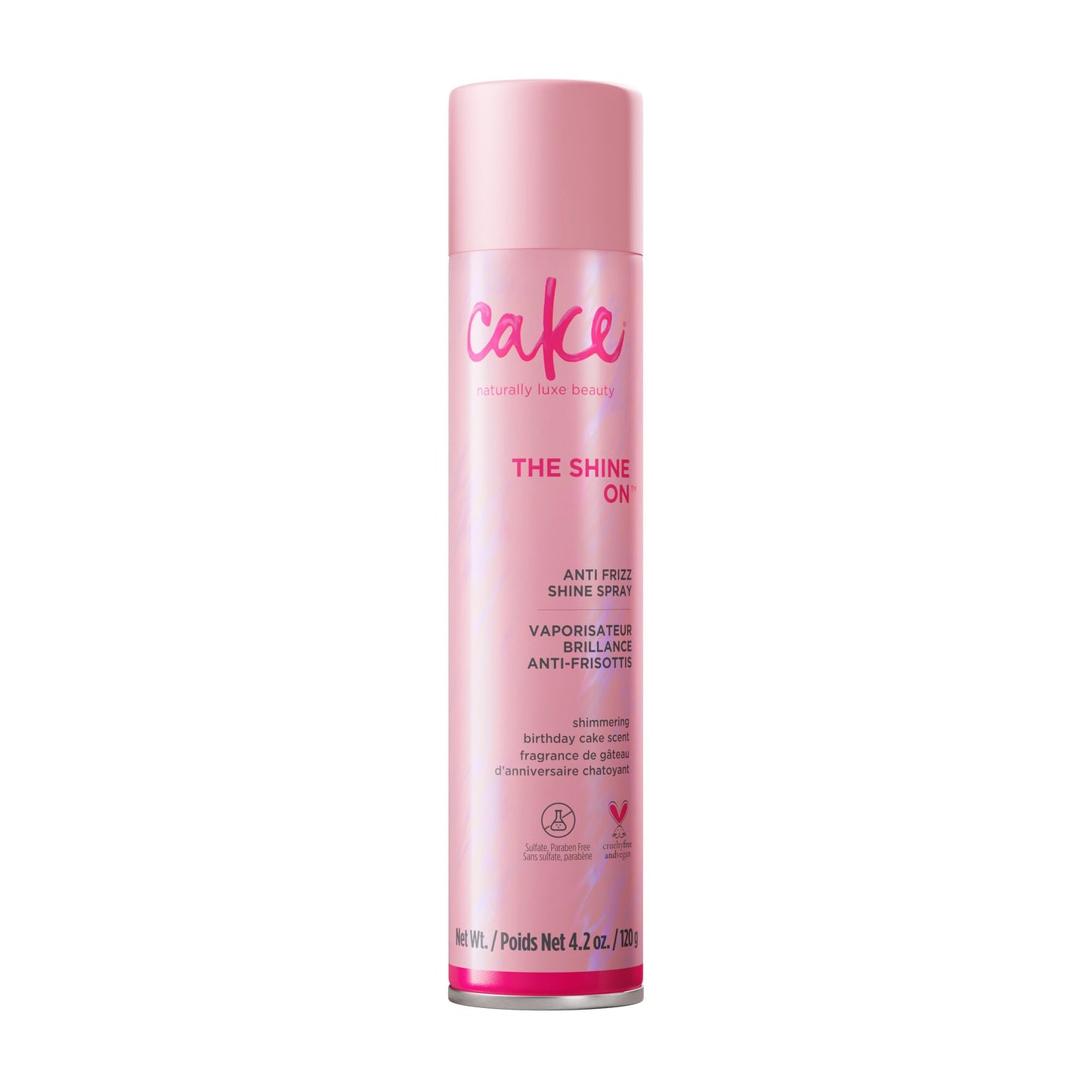 Cake Beauty Anti Frizz Shine Spray, The Shine On - Blocks Humidity for Smooth, Frizz Free, Shiny Hair - Safflower, Sweet Almond, Moringa & Argan Oil