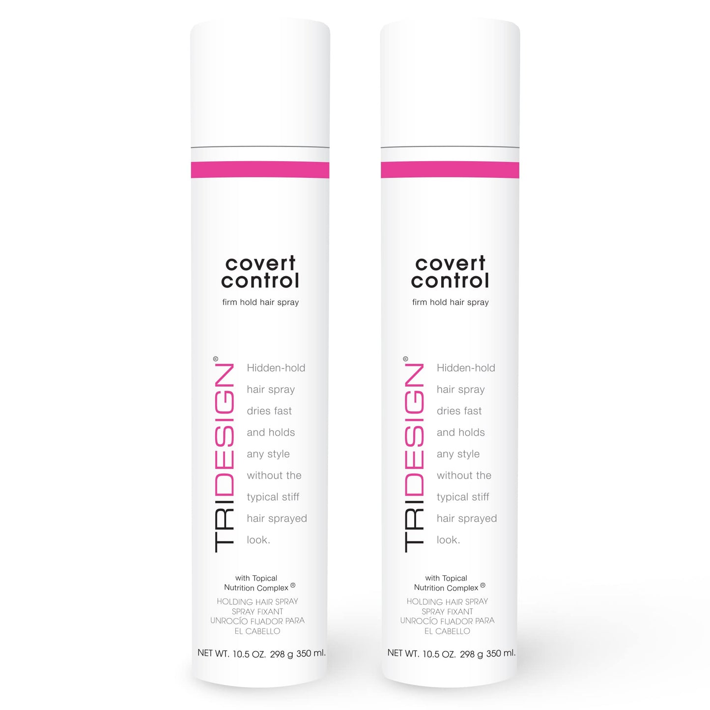 TRI Design Covert Control - Fast-Drying Hairspray for Women & Men, Aerosol Strong Hold Setting Spray, Hair Products, 2 Pack of 10.5 Oz