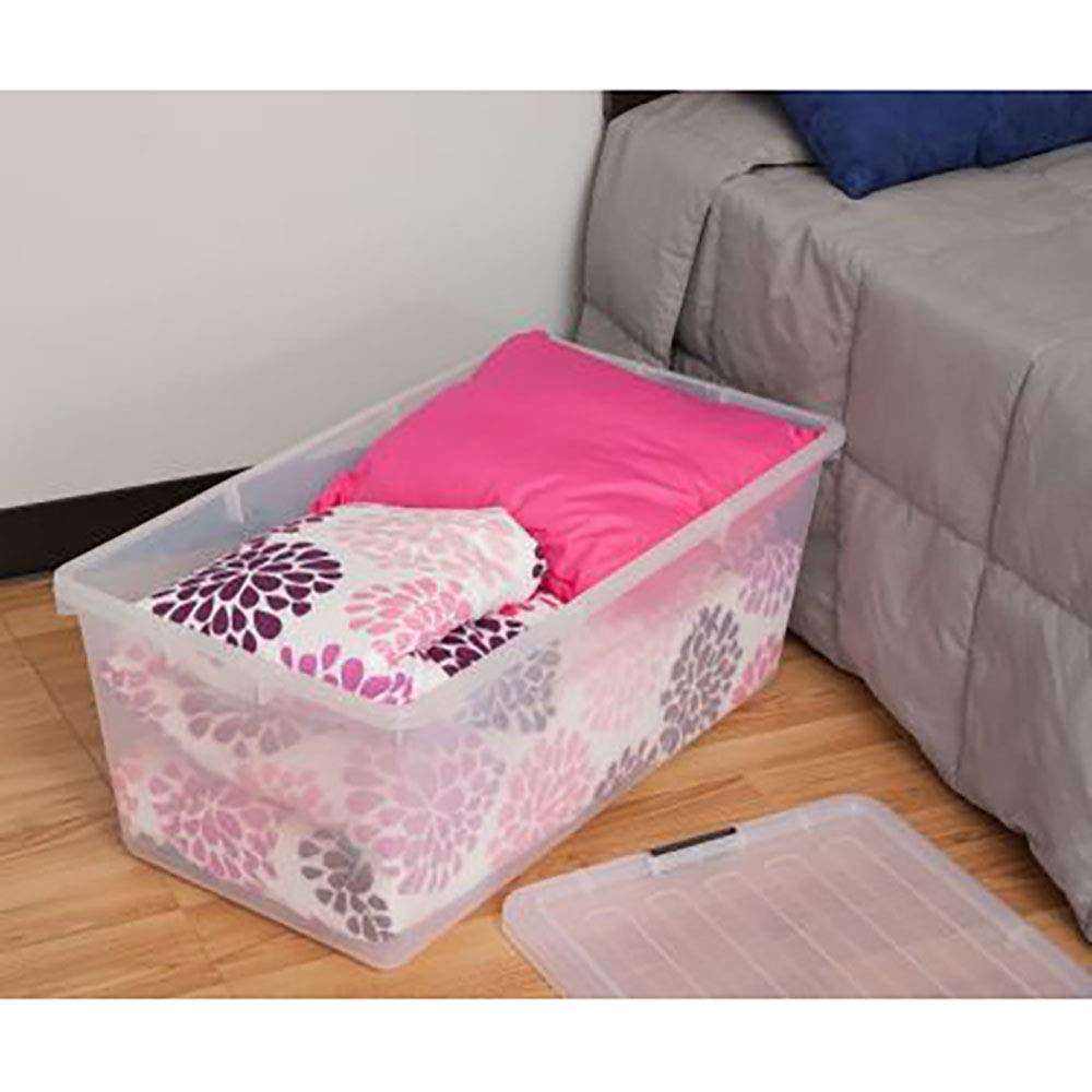 IRIS 91 Quart Buckle Down Storage Box, Clear, Pack of 1