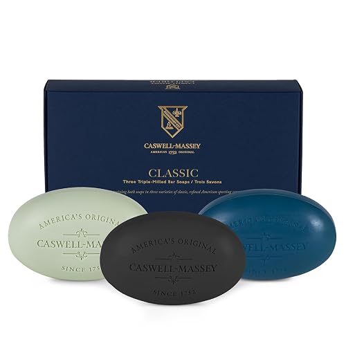 Caswell-Massey Men’s Bar Soap Gift Set - Newport, Oaire & Greenbriar - Moisturizing Triple-Milled Body Wash Bars for All Skin Types, Plant-Based