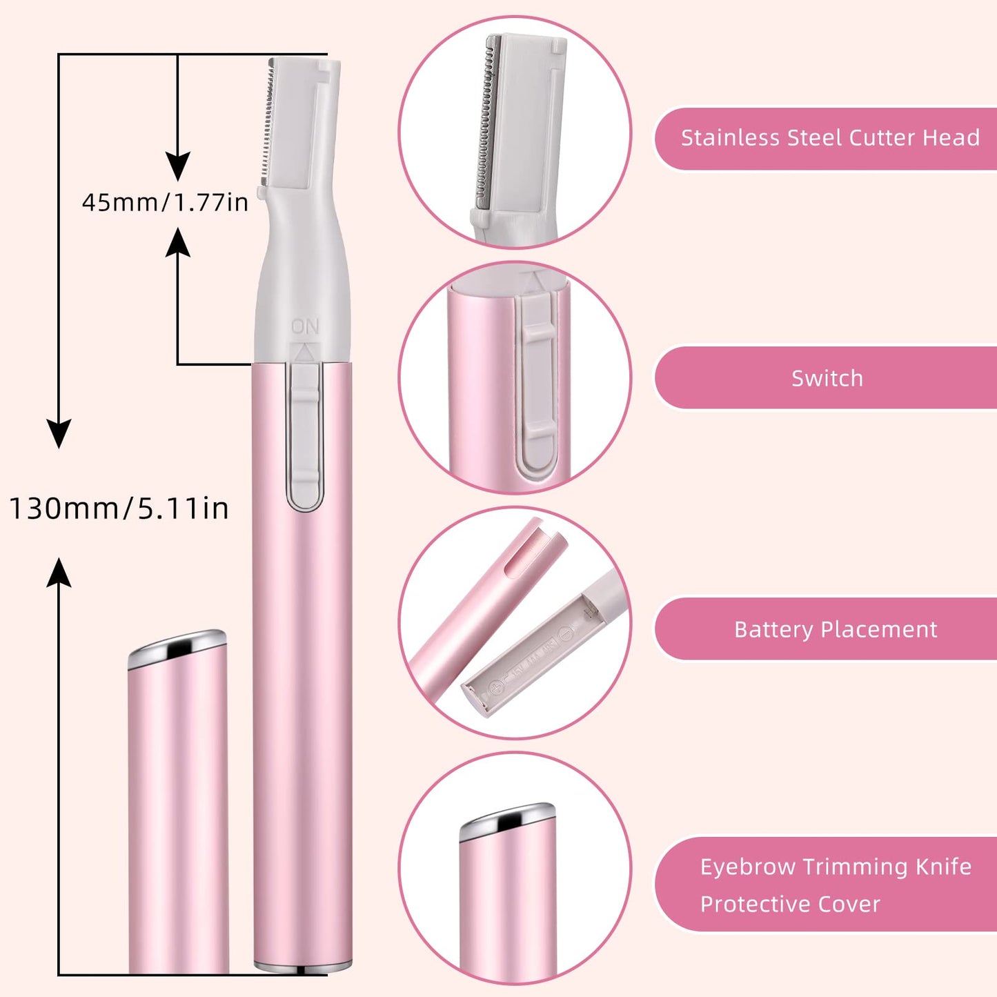 Chumia 2 Pcs Electric Eyebrow Trimmer Women Precision Face Razors Mini Shaver with Comb Christmas Women Gift Battery Operated Personal Epilator Beauty and Personal Care Chumia