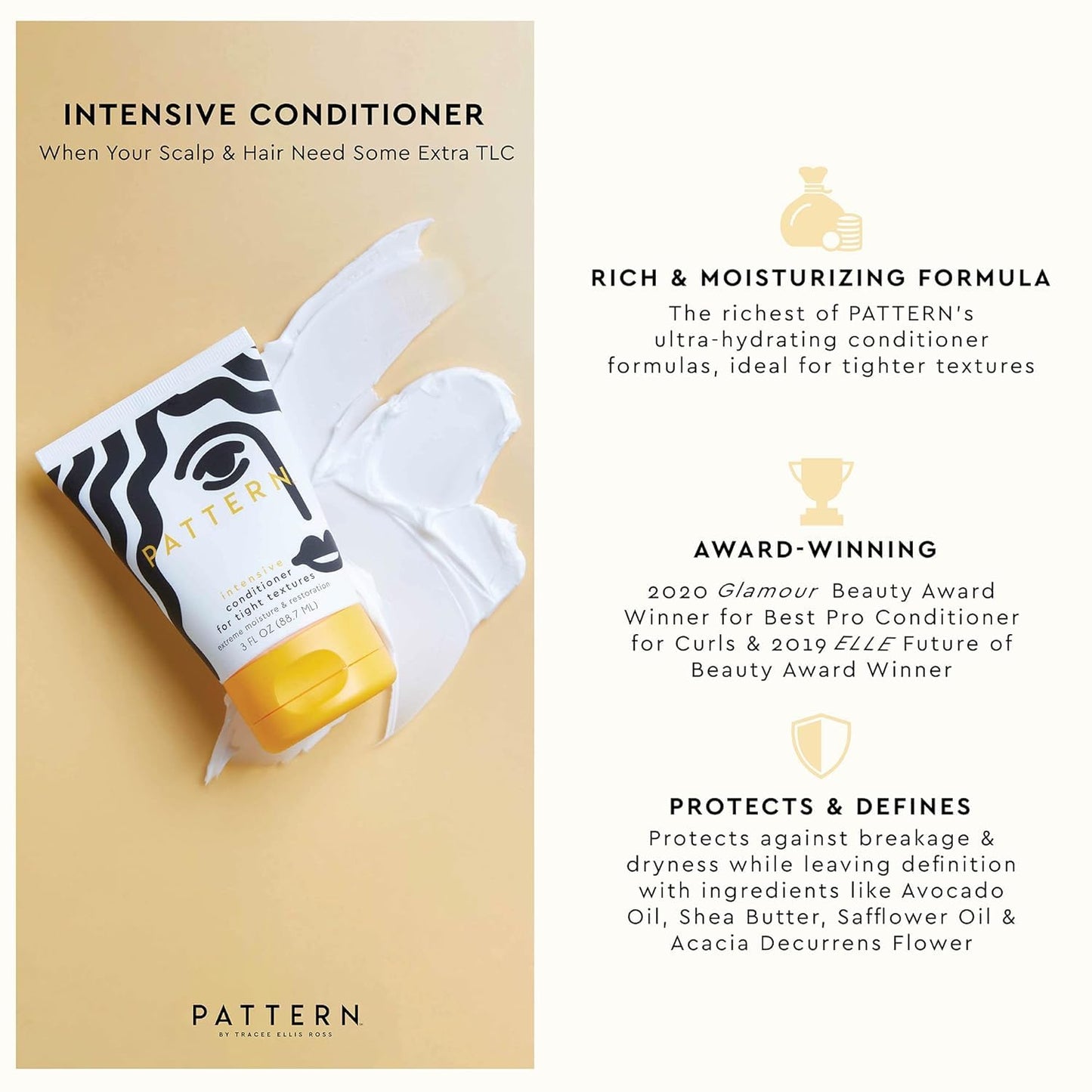 PATTERN Beauty by Tracee Ellis Ross Texture Travel Kit for Curly & Coily Hair, 3a-4c, Includes 3 oz Leave-In Conditioner, Intensive Conditioner