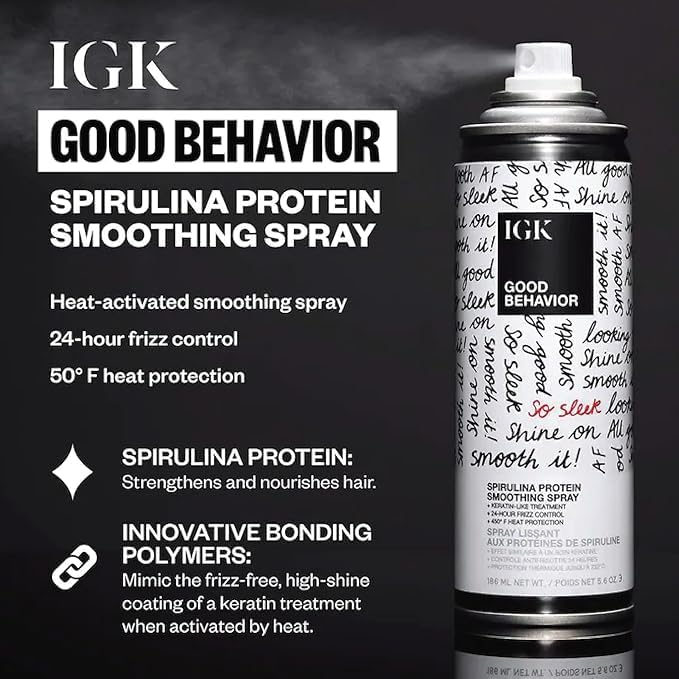 IGK ANTISOCIAL Mask + GOOD BEHAVIOR Hair Treatment Set | Frizz Control and Keratin-Like Smoothing for Dry, Damaged Hair | Hydrating Shine with 450°F