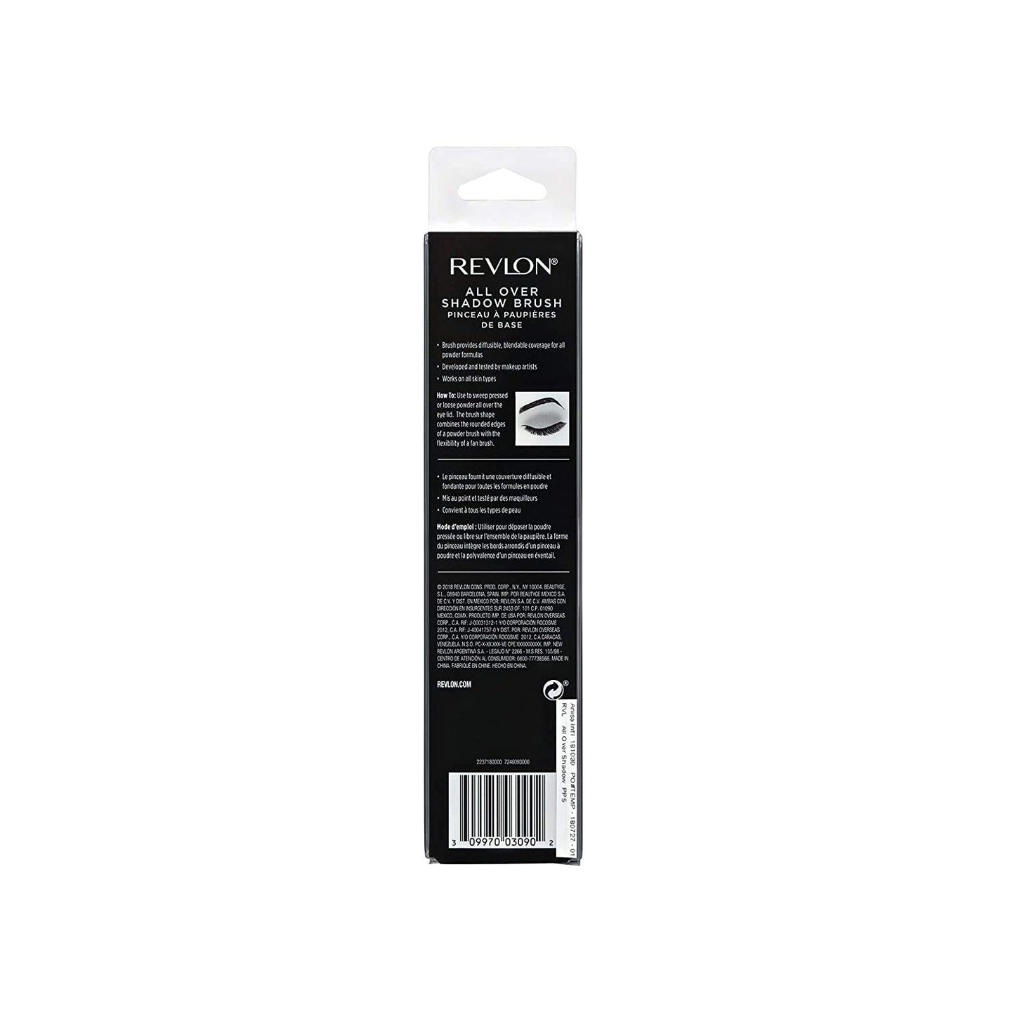 Revlon All Over Shadow Brush, Rounded Fan Eyeshadow Makeup Brush, Vegan and Coated