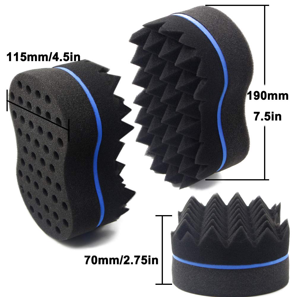 RioRand Hair Sponge Magic Barber Twist Curl Brush Sponge Dreads Locking Afro Coil Comb?Blue 4.5 Inch (Pack of 1)