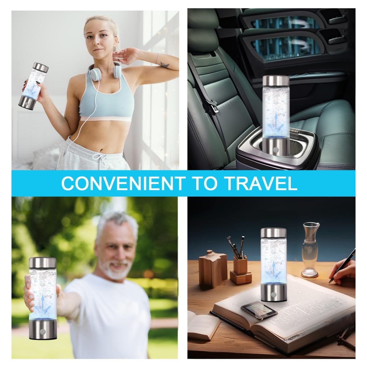 Hydrogen Water Bottle,Portable Hydrogen Water Generator Machine, Improve Water in 3 Minutes Quick Electrolysis, Suitable for Home, Office, Travel