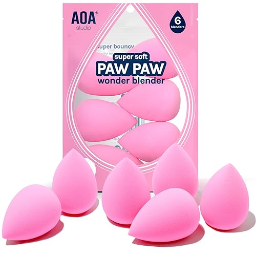 AOA Studio Collection makeup Sponge Set Latex Free and High-definition Set of 6 makeup Wonder blender For Powder Cream and Liquid, Super Soft Wonder