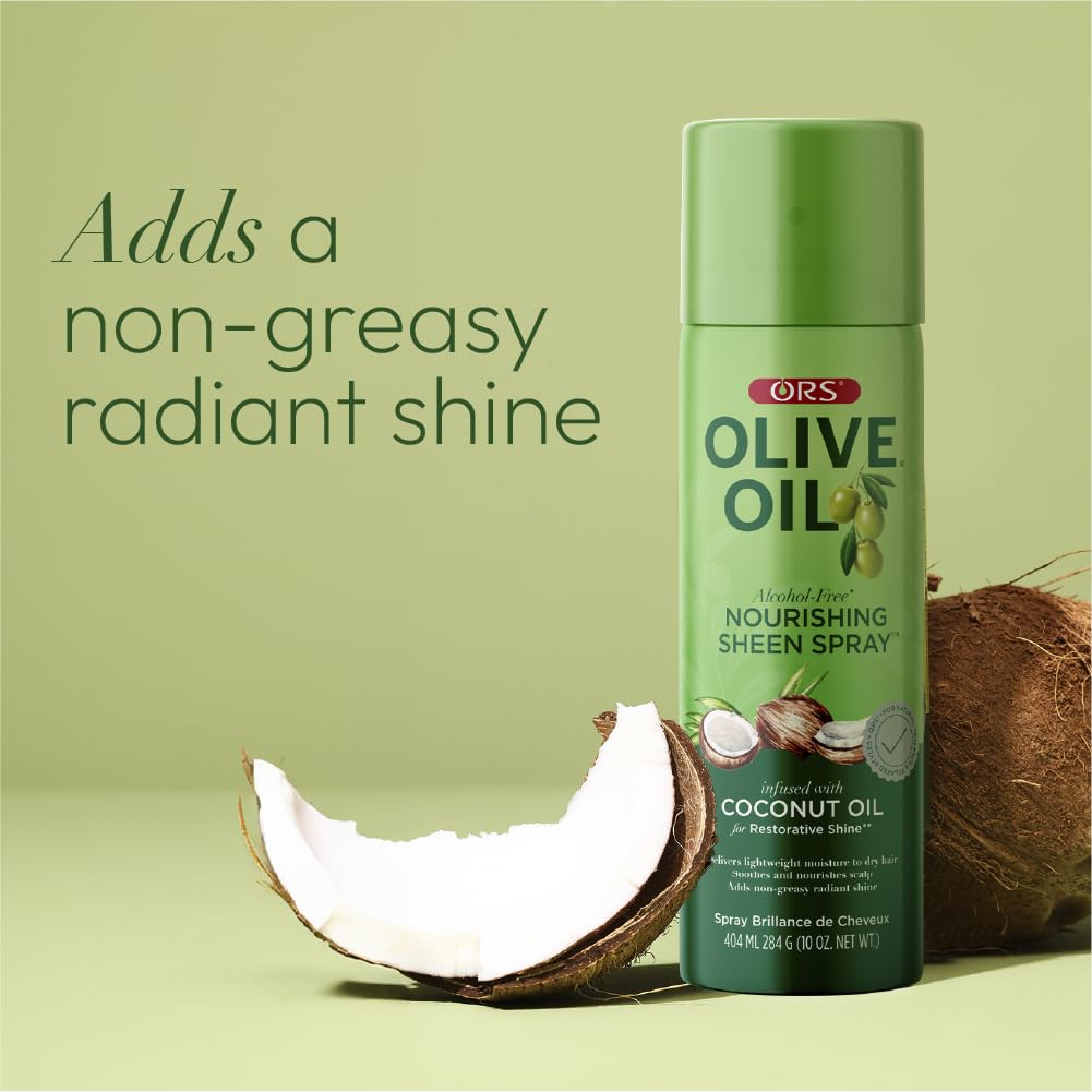 ORS Olive Oil Nourishing Sheen Spray infused with Coconut Oil 10 ounces (Pack of 2)