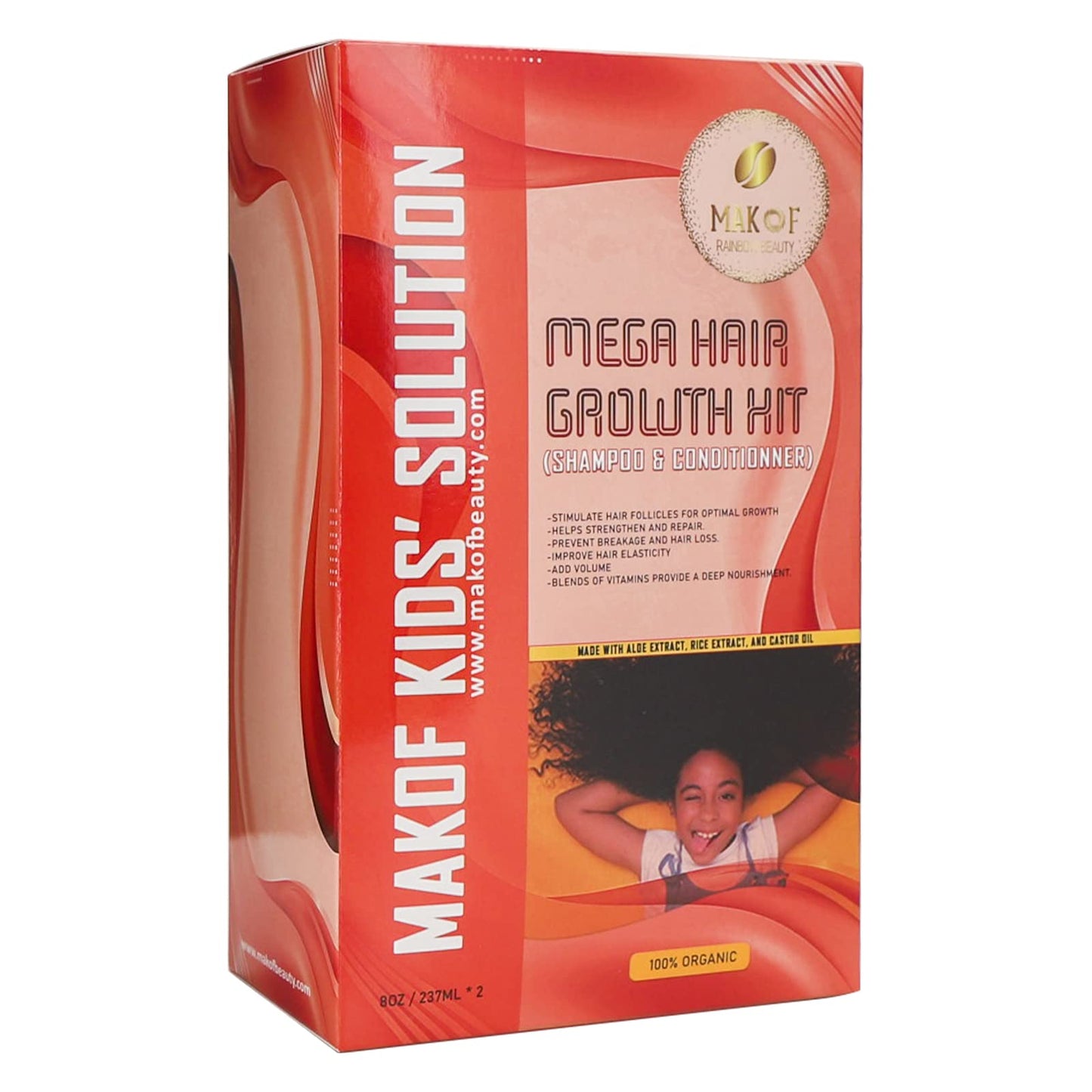 Coconut Oil Kids Curly Shampoo & Conditioner,Hair Oil, Leave in Conditioner Set- With black castor, coconut oil, rice extract - for Hair Growth