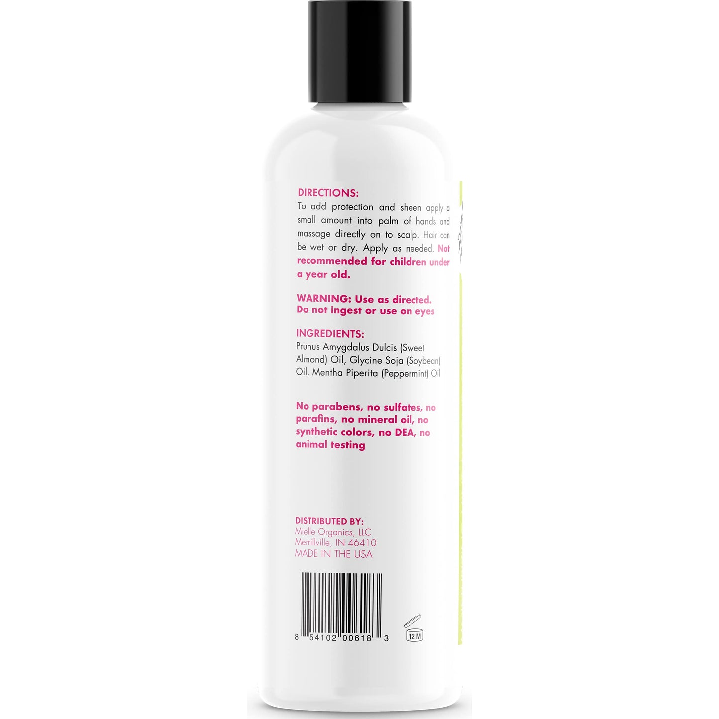Mielle Organics Mint Almond Oil - Lightweight Dry Scalp Oil to Lock in Moisture and Help Encourage Longer, Healthier Hair - Suitable for All Hair