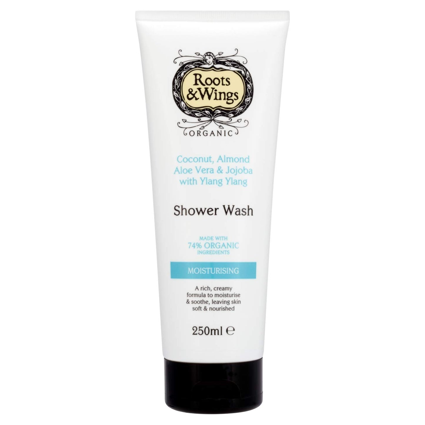 Roots and Wings Organic Moisturising Coconut/Aloe Vera/Almond and Jojoba with Ylang Ylang Shower Wash 250ml