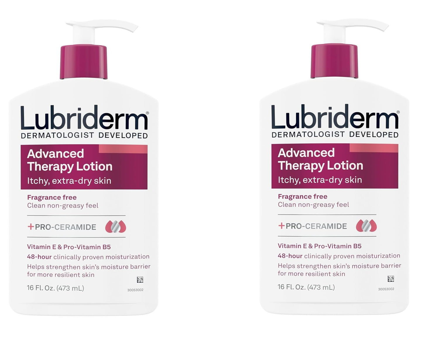 Lubriderm Advanced Therapy Fragrance Free Moisturizing Hand & Body Lotion + Pro-Ceramide with Vitamins E & Pro-Vitamin B5, Intense Hydration for Itchy