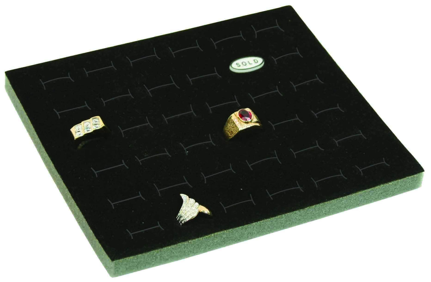 888 Display USA - Jewelry Display Case Box 36 Ring Velvet Insert (Black, 5)
