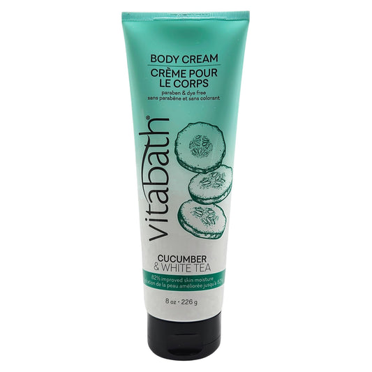 Vitabath Cucumber & White Tea Moisturizing Body Cream - Soothing Hydration Vitamin & Nutrient Skin Care - Replenishing All Over Dry Skin Lotion