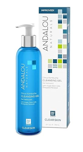 Andalou Naturals Clear Skin Citrus Kombucha Gel Face Cleanser - With Argan Stem Cells, Probiotics, & Aloe Vera to Remove Excess Oil & Dull Surface