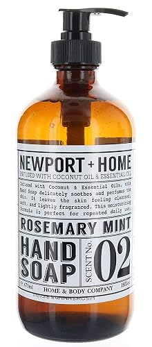 Newport Home and Body Co Hand Soap, Rosemary Mint, Glass Bottle