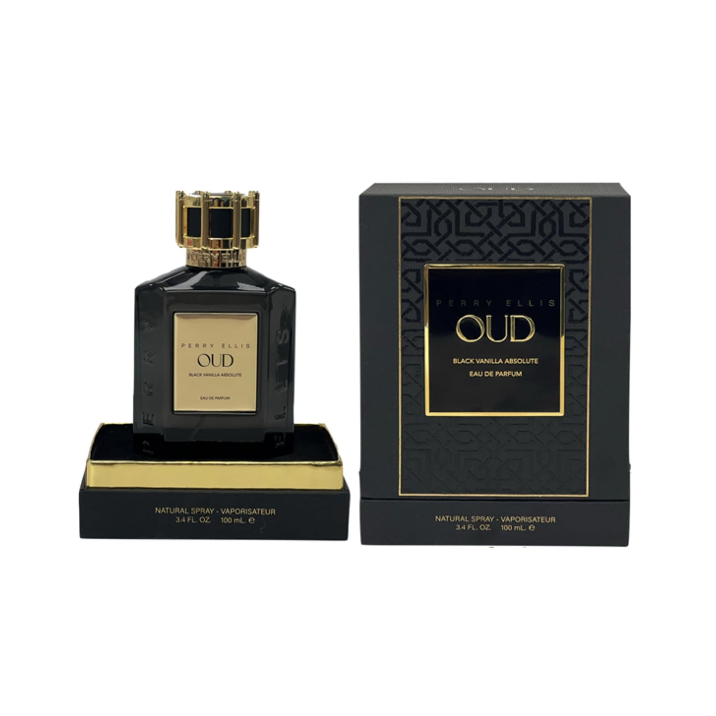 Perry Ellis OUD Black Vanilla Eau De Parfum Spray - Perfume for Women and Men, Warm Vanilla & Oud Fragrance, Designer Scent, Long Lasting - 3.4 fl oz