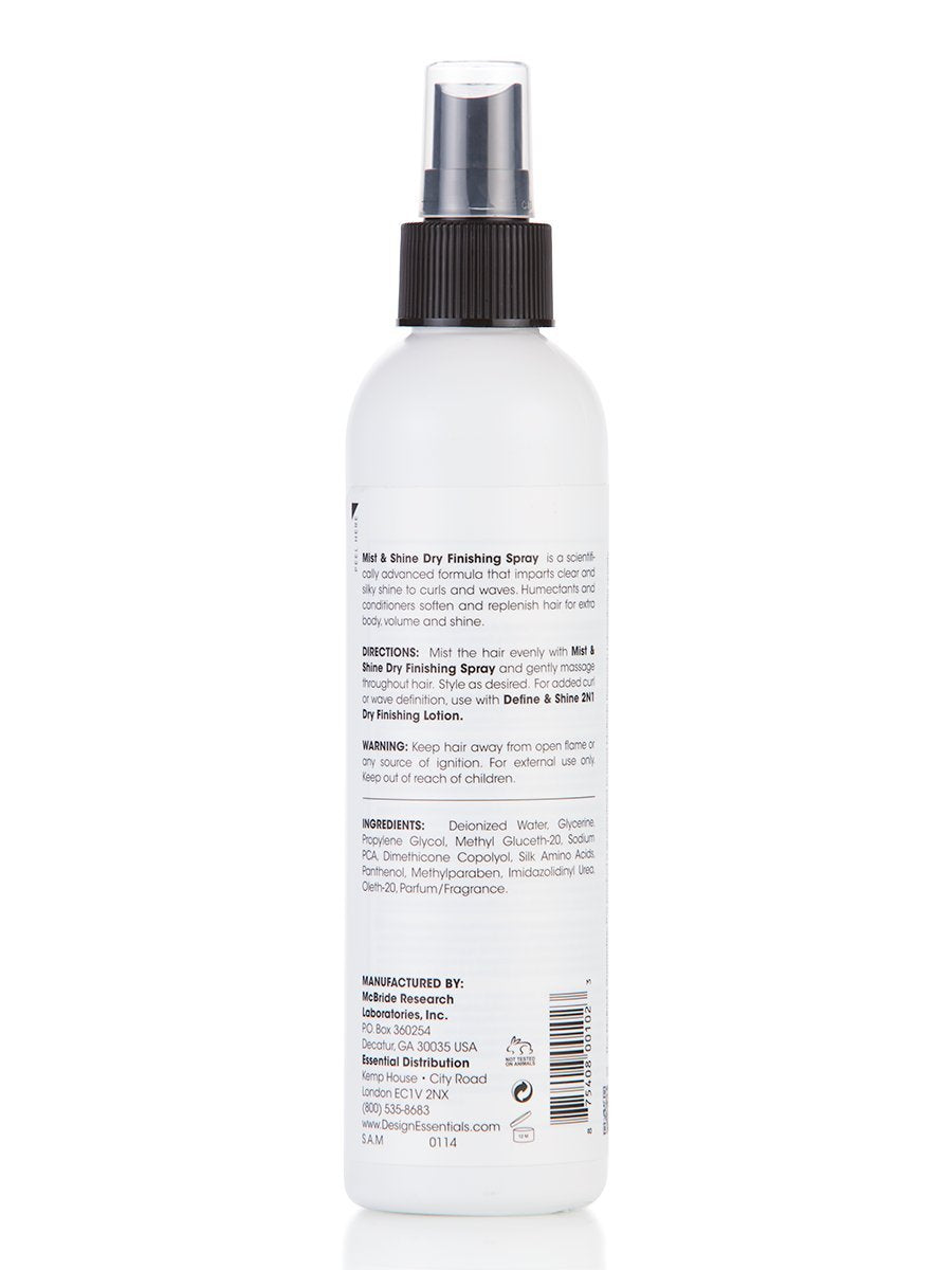 Design Essentials Wave By Design Mist & Shine Dry Finishing Spray, Moisturizes and Adds Shine, Lightweight Daily Use for Curls and Waves, 8 oz