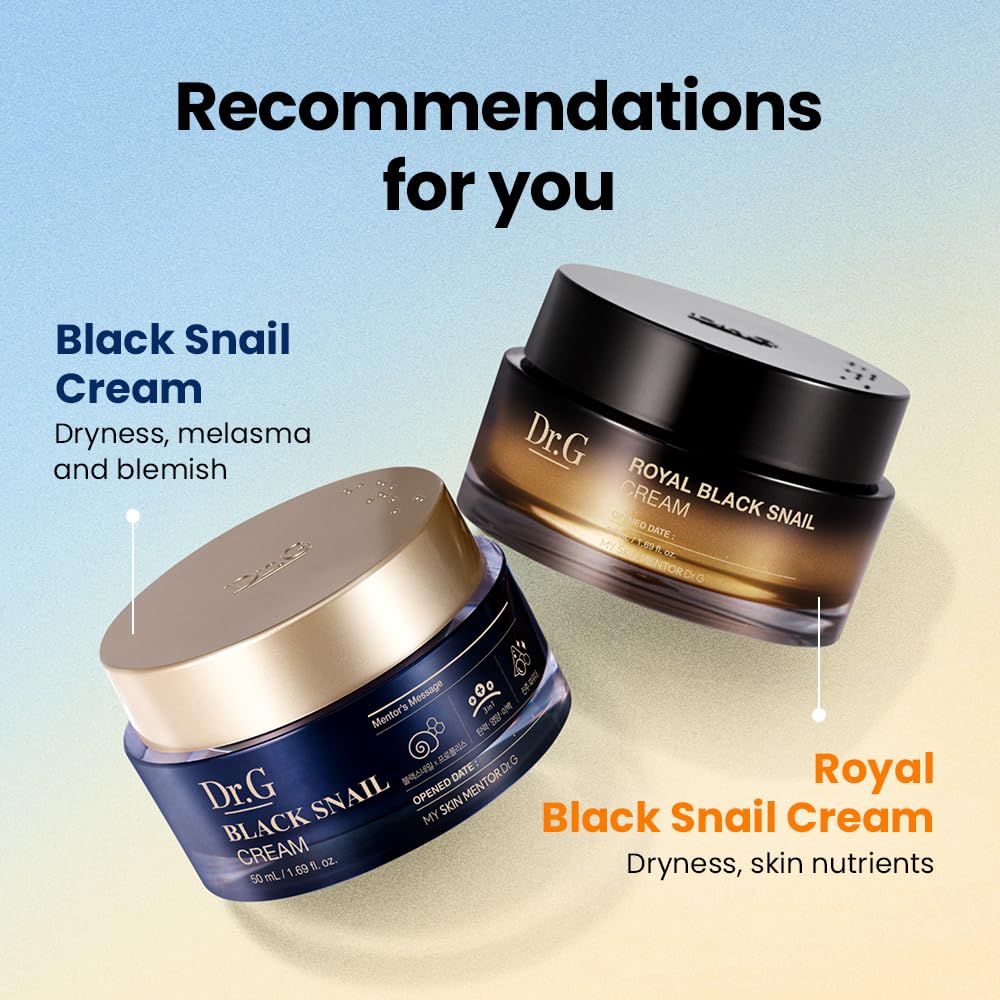 Dr. G Royal Black Snail Cream, 50ml - Korean Moisturizer, Snail Mucin Moisturizer, Korean Skin Care Moisturizer, Korean Face Moisturizer Korean