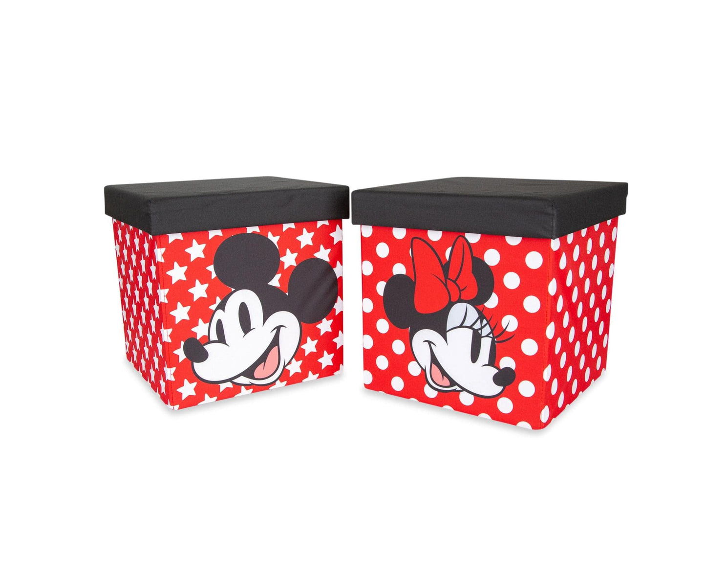 Disney Mickey & Minnie 15-Inch Storage Bin Cube Organizers with Lids, Set of 2 | Fabric Basket Container, Cubby Cube Closet Organizer, Home Decor…