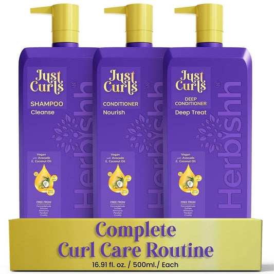 Herbishh Curly Hair Shampoo and Conditioner Set with Deep Conditioner For Women, Men (3 X 16.91 Fl Oz) Definition For Wavy & Coily Hair Reduce Frizz Beauty & Personal Care Herbishh