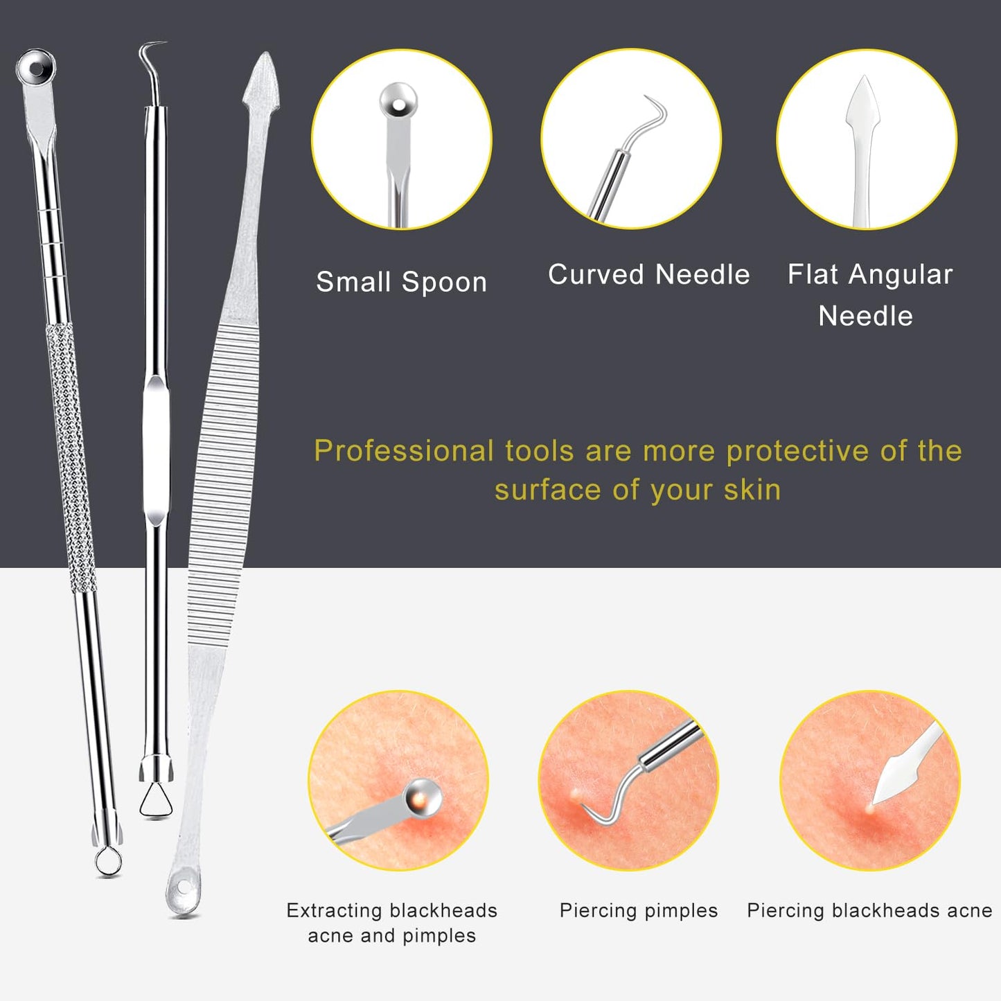 Pimple Popper Tool Kit - Boxoyx 10 Pcs Blackhead Remover Comedone Extractor Kit with Metal Case for Quick and Easy Removal of Pimples, Blackheads, Zit Beauty and Personal Care Boxoyx