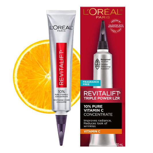 L'Oreal Paris Revitalift 10% Pure Vitamin C Face Serum for Brighter Skin & Reduced Wrinkles, Fragrance Free, 1 0z.