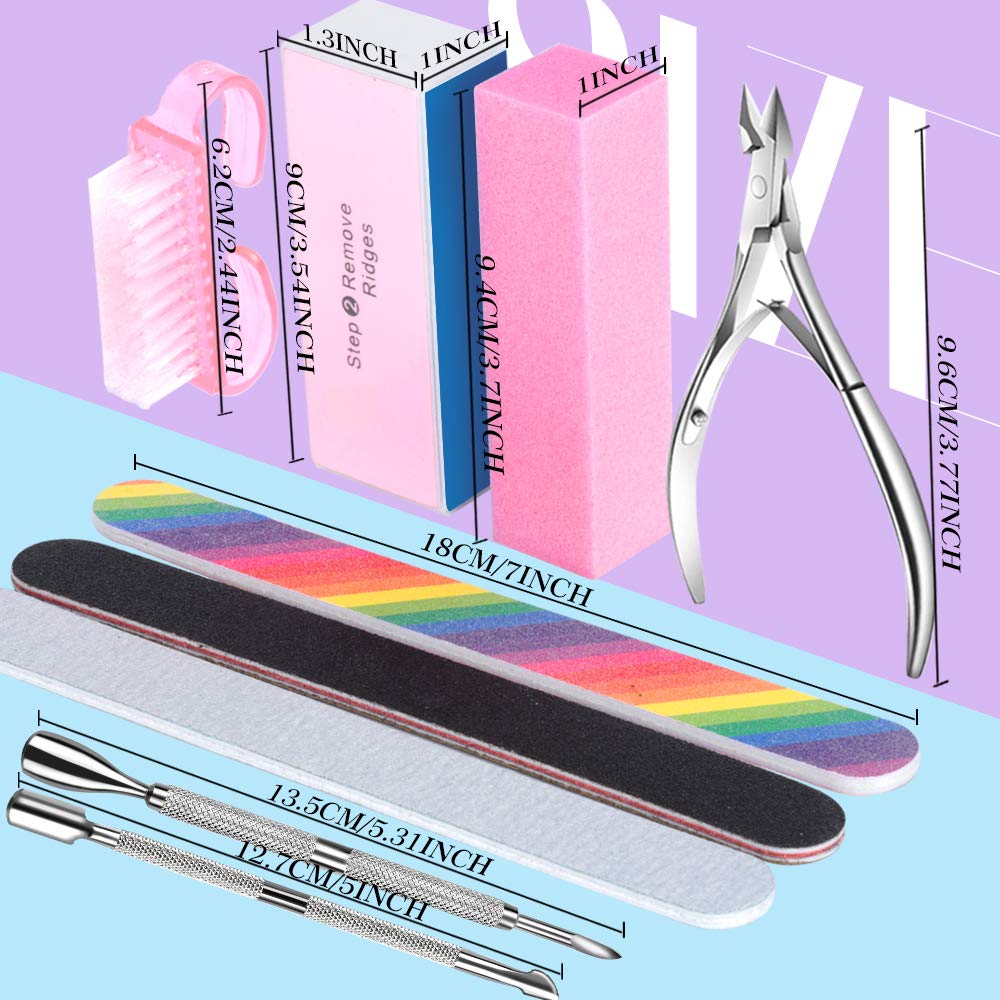 3pcs Double Sided Rectangular Nail File and Buffer, Buffer Block Sponge Polished, Nail Brush, Come with Cuticle Nipper and Pusher, Perfect Manicure