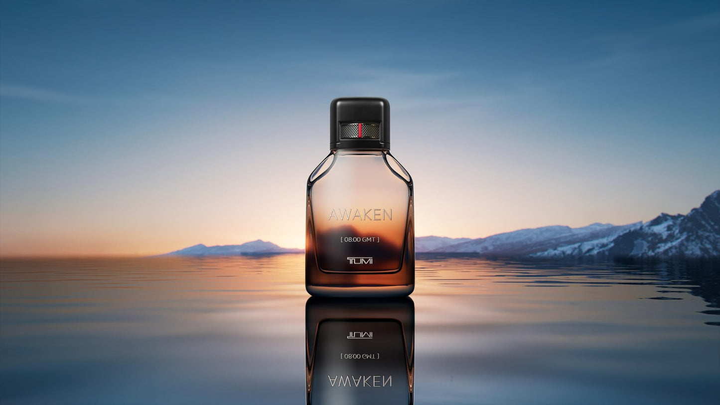 TUMI AWAKEN [08:00 GMT] Gift Set - Refreshing Cologne & Body Wash for Men - 3.4 oz & 1.0 oz Eau de Parfum, 6.7 oz Body Wash