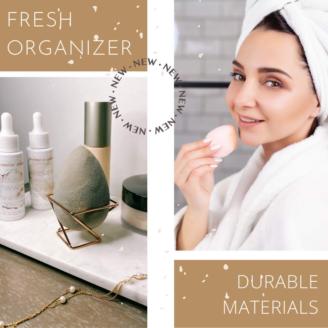 Première Classe Skincare - Beauty Sponge Holder - Rose Gold Foundation Beauty Blender Holder - Makeup Brush Organizer Rack Case - Vanity Storage