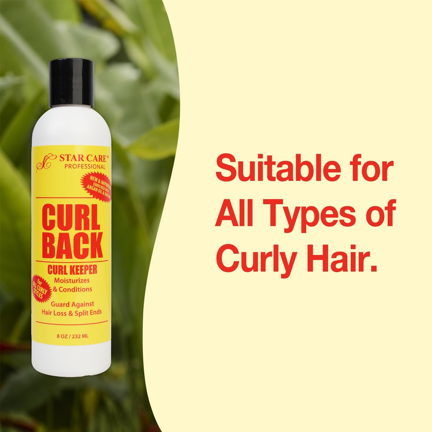 STAR CARE Curl Back Curl Keeper (8oz), Bouncy Curl Activator & Moisturizer with Biotin, Argan Oil & Glycerin - Anti-Frizz, Hair Loss Prevention
