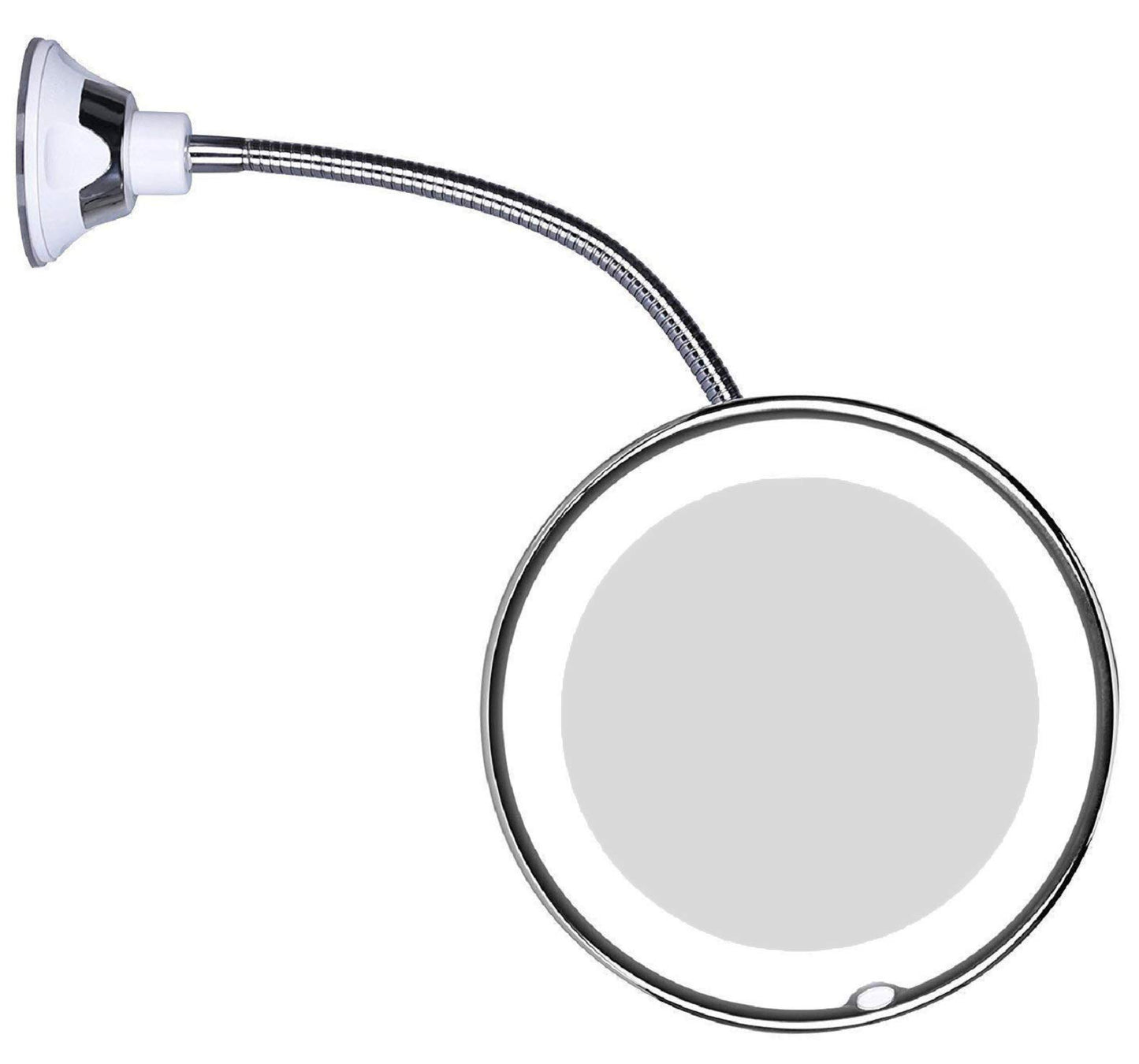 JiBen Flexible Gooseneck LED Lighted 10X Magnifying Makeup Mirror with Power Locking Suction Cup and 360 Degree Swivel, Portable Cordless Travel