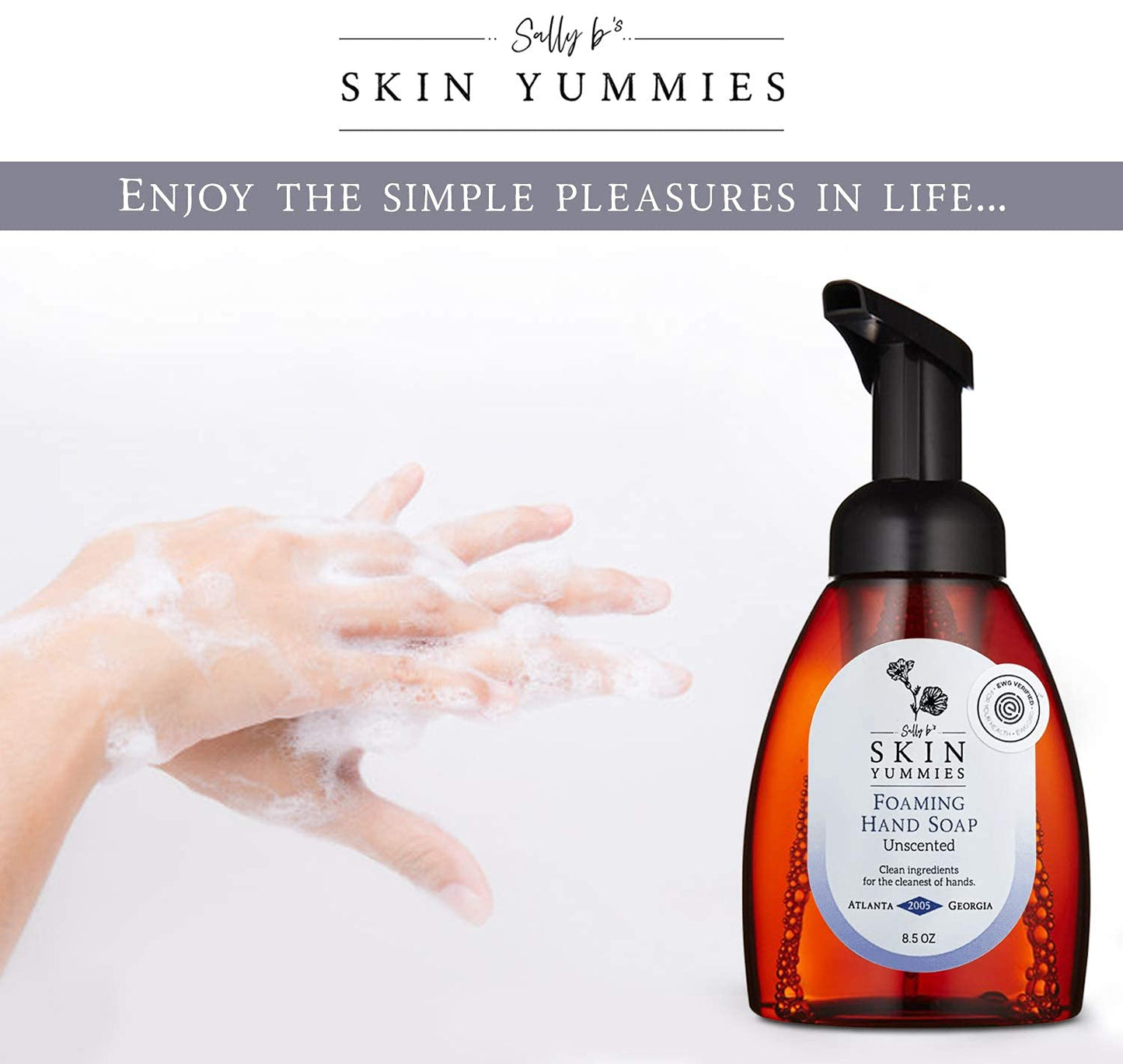 Sally B’s Unscented Luxury Hand Soap - Moisturizing, Hypoallergenic Organic Foaming Hand Soap, EWG Verified, 8.5 oz (Unscented)